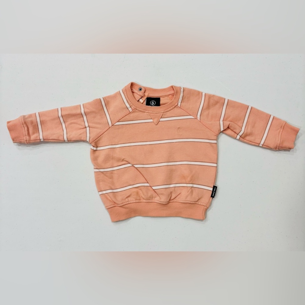 Volcom B26 Boys Peach and White Pullover Knit Top, Logo Visible